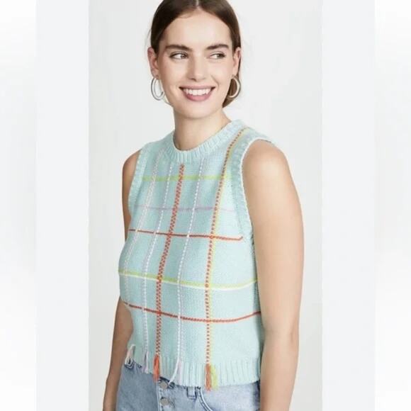 Alice + Olivia Rosalina Grid Shell Sweater Vest Plaid Large - Picture 2 of 10